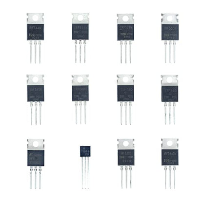 12 Values 80 Pcs MOSFET Transistor Assortment Kit N&P Channel MOSFET IRFZ44N IRF510N IRF530N IRF530N IRF540N IRF640N IRF740 IRF840 RFP30N06LE 2N7000 IRF3205 IRF9540 Logic Level P&NMOS Kit - style: MOSFET Transistor kit