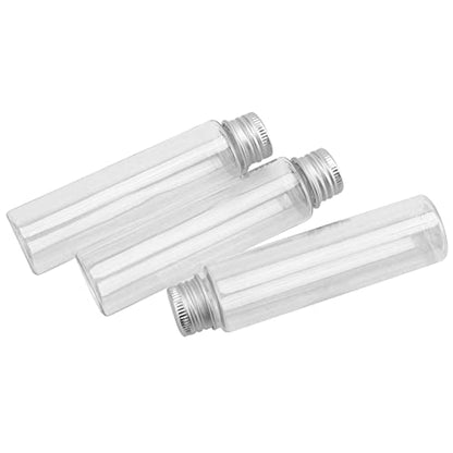 SINJEUN 80 PCS 50ml Flat Plastic Test Tubes, 28×109 mm Clear Test Tube with Screw Caps Good Seal Test Tubes Containers for Sampling, Planting and Storing