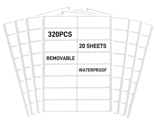 Removable Waterproof Labels for Bottles -320PCS 0.62 x 2.35 inch Organizing Name Labels for Food Containers Blank Nametags for Jars File Folders Small Storage Bin. Only Handwrite - size: Name Labels 320pcs (0.62" x 2.35")