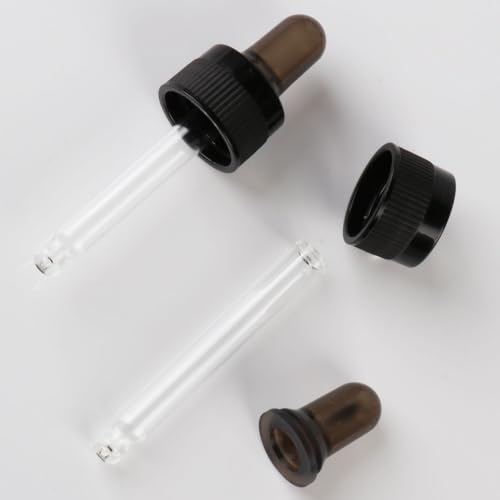 4-Pack 1/3 oz (10ml) Glass Dropper Tops for Essential Oil Bottles (18-415 Neck) - Round Tip, Made in Taiwan with SILASTIC™ RBL-9200-50 Silicone for Chemical Stability & Essential Oil Resistance - style: 1/3 oz (10ml) Round Tip