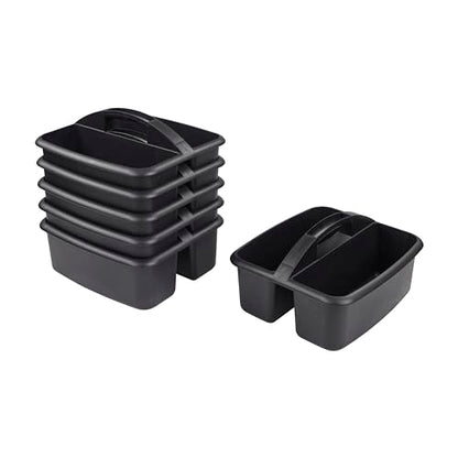 ECR4Kids 2-Compartment Large Storage Caddy Organizer, 6-Pack, Black - color: Black