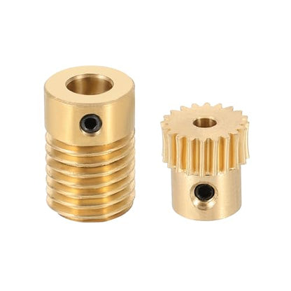 uxcell Worm Gear Set 20T 0.5 Module 20:1 Reduction Rate, Right Rotation Drive Gear Box Wheel Reduce Transmission Part (Brass Gear-3mm Bore, Brass Rod 6mm Bore) - size: Gear-3mm, Rod-6mm Bore, style: 0.5M-20T