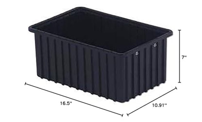 LewisBins ESD-Safe Divider Box, 16-1/2"L x 10-29/32"W x 7" H, Lot of 6