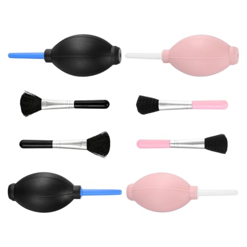 M METERXITY 4-Set Plant Brush with Air Duster Blower, Plastic Succulent Cleaning Brush for Indoor Plant/Camera/Musical Instrument/Keyboard, Bulb Air Pump Dust Blower Cleaner [Black/Pink] - color: Black/Pink