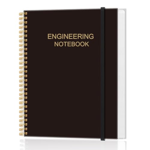 Engineering Notebook/Engineer Graph Paper Notebook - (.25" Grid Format), Lab Notebook Quad Ruled Book with Grid Pages: Table of Contents for Chemistry, Physics, Biology, 8" x 10", Spiral Bound, Black - color: Black