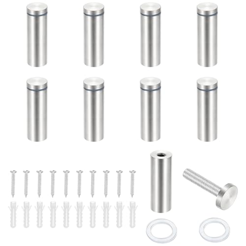 PATIKIL 1x2.4" Standoff Screws, 8 Pack Stainless Steel Stand Off Wall Mounts Wall Sign Mounting Hardware Advertising Standoff Nail for Hanging Acrylic Signs Picture Frame, Silver - size: 1x2.4"