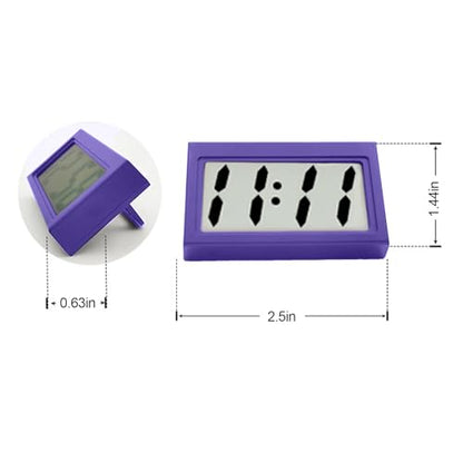 Shudyear Small Digital Clock， with Jumbo LCD Time & Day Display，Mini Automotive Small Digital Clock Battery Operated for Desktop Nightstand Pocket Car Truck Dashboard & Air Vent (1, Purple) - color: Purple