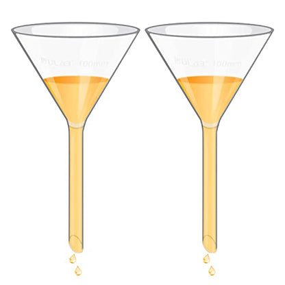 ULAB Scientific 100mm Glass Funnels, Short Stem Diameter 13mm, 3.3 Borosilicate Glass, Heavy Wall, Pack of 2, UGF1010 - color: 100mm, Pack of 2