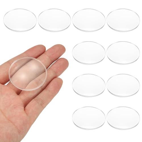 PATIKIL 10 Pack Biconvex Lens, 42mm Dia. 75mm Focal Length Optical Lenses Magnifier Paperweight Acrylic Double Convex for DIY Office Desk Home Science Experiment Telescope - size: 42mm Dia. x 75mm Focal Length