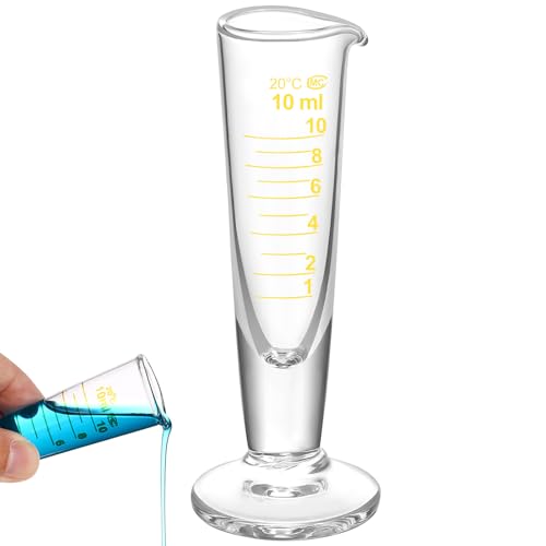 Baluue 10ml Graduated Cylinder, Borosilicate Glass Measuring Cup with Pour Spout, Conical Precise Lab Graduated Measuring Cylinder for Liquid, Science Labware - size: 10ml