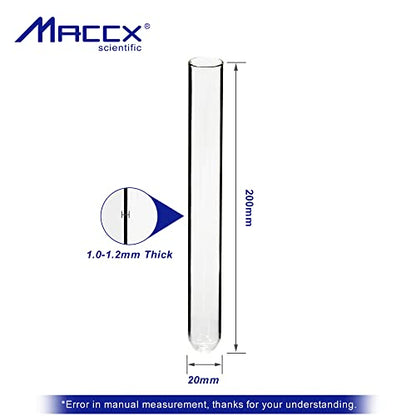 25ml Sturdy Glass Test Tubes, 20x200mm, Pack of 20, Borosilicate Glass Material, TTG025-020 - style: 20pcs of Vol.25ml(20x200mm)