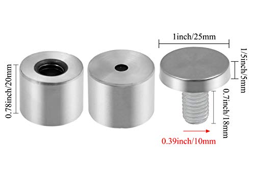 Luomorgo Stainless Steel Standoff Screws, 1" x 1", Silver, 12 Pcs - color: Silver, 12 Pcs, size: 1" x 1" / 25mm x 25mm