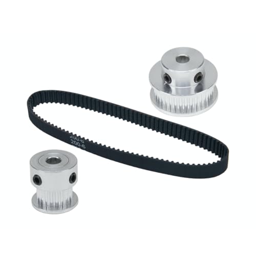 2PCS Set 2GT Aluminum Timing Pulley 20&36 Teeth 6.35mm Bore Synchronous Wheel with 2PCS Length 200mm Width 6mm Belt (20-36T-6.35B-6) - size: 6.35MM Bore, style: 20-36T-6.35B-6MM