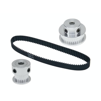 2PCS Set 2GT Aluminum Timing Pulley 20&36 Teeth 6.35mm Bore Synchronous Wheel with 2PCS Length 200mm Width 6mm Belt (20-36T-6.35B-6) - size: 6.35MM Bore, style: 20-36T-6.35B-6MM