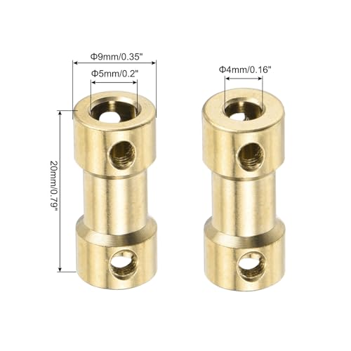 MECCANIXITY 6pcs 4mm to 5mm Brass Shaft Coupling Joint Connector with Screws and Hex Wrench Flexible Motor Shaft Coupler for Car Wheels Tires Shaft Motor - size: 4mm to 5mm