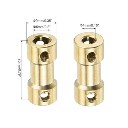 MECCANIXITY 6pcs 4mm to 5mm Brass Shaft Coupling Joint Connector with Screws and Hex Wrench Flexible Motor Shaft Coupler for Car Wheels Tires Shaft Motor - size: 4mm to 5mm