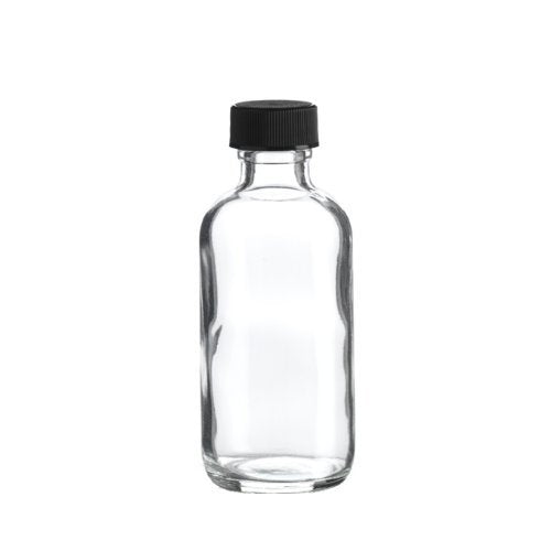 Premium Vials B26-24 Boston Round Glass Bottle with Cap, 2 oz Capacity, Clear (Pack of 24) - color: Clear