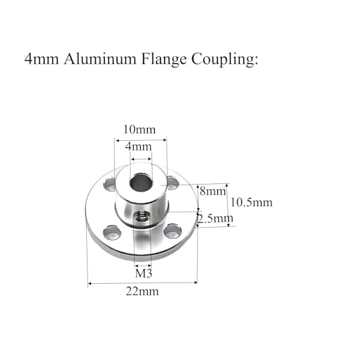 6 Pcs 4mm Aluminum Flange Couplings, Rigid Flange Shaft Coupling Motor Guide Shaft Coupler Connector for DIY RC Model Motors - size: 4mm