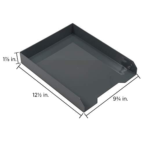 JAM PAPER Stackable Paper Trays - Grey - Desktop Document, Letter, & File Organizer Tray - 2/Pack - color: Gray, size: Pack of Two (2) Trays