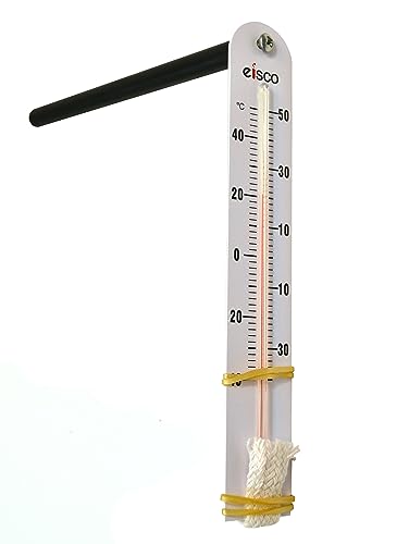 EISCO 15PK Sling Psychrometer Classroom Kit - Includes Dry Bulb & Wet Bulb Thermometers, Handle, Cloth Sleeve, Screw, Rubber Bands, Psychrometric Chart - Determine Relative Humidity & Dew Point
