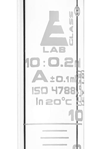 EISCO Graduated Cylinder, 10ml - Class A Tolerance ±0.10ml - Round Base - White Graduations - Borosilicate 3.3 Glass