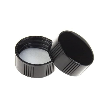 5ML Clear Glass Sample Vial, Liquid Sampling Sample Glass Bottle, Borosilicate Storage Glass Vial,18 * 40mm, Black 15-425 Polypropylene Screw Cap with PE Liners, Pack of 100 - size: 5ML