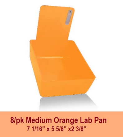 8/Pk Medium Medical Pro Lab Pan Dental Working Lab Pan Plastic with Stainless Steel Clip (Orange) - color: Orange