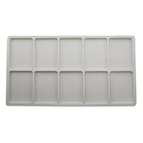 CuteBox Company White Plastic Tray (14.75” x 8.25” x 1”) with 10 Rectangle Compartment White Flocked Tray Insert for Jewelry Storage, Organization, Merchandise, Display - color: 1pc, size: 10 Rectangular Compartment