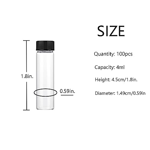 4ml Clear Small Glass Vials 100pcs with Screw Caps(100pcs) - color: Clear, size: 4ml 100pcs