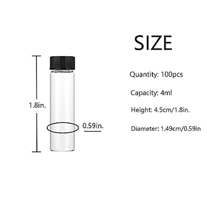4ml Clear Small Glass Vials 100pcs with Screw Caps(100pcs) - color: Clear, size: 4ml 100pcs