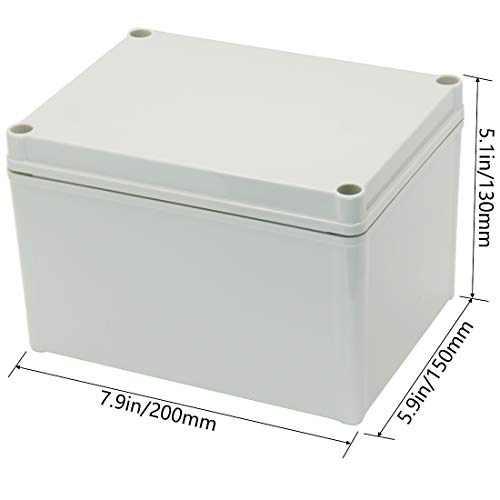 Zulkit Junction Box ABS Plastic Dustproof Waterproof IP67 Junction Boxes Universal Electrical Project Enclosure DIY Electronic Project Box Grey 7.87 x 5.91 x 5.12 inch (200 x 150 x 130 mm) - size: 7.87" x 5.91" x 5.12"
