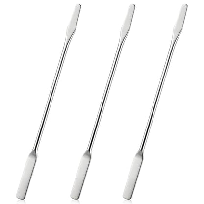 3PCS Lab Spatula,Stainless Steel,Small Metal Spatula Double Ended,Micro Spatula Square/Round End Spatula Makeup Spatula Tool for Mixing Cosmetics (3 Pcs) - color: 3 Pcs