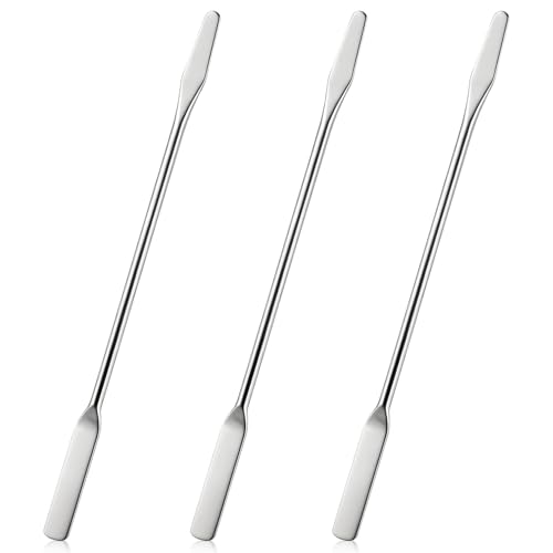 3PCS Lab Spatula,Stainless Steel,Small Metal Spatula Double Ended,Micro Spatula Square/Round End Spatula Makeup Spatula Tool for Mixing Cosmetics (3 Pcs) - color: 3 Pcs