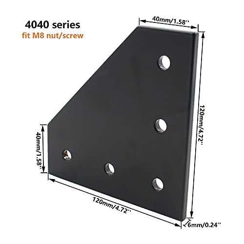 4 PCS Joint Plate, TTZEZE Surface Anodic Oxidation Black L Shape Corner Bracket Plate 5 Hole Outside Joining Plate for 4040 Series Aluminum Profile 3D Printer Frame - color: L shape, size: 4040