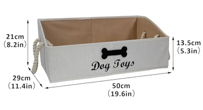Geyecete Large Dog Toys Storage Bins-Foldable Fabric Trapezoid Organizer Boxes with Cotton Handle,Can be Personalized,Collapsible Basket(Beige-Dog) - color: Beige(Personalized)