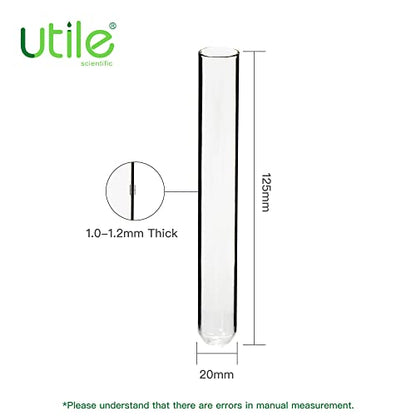 Utile 50pcs of Plain Cylindrical Glass Test Tubes, Vol.20ml, 20x150mm, Medium Borosilicate Glass Material, 4004.0135.50 - style: 50pcs of 20x150mm