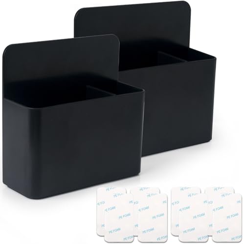 noonebutyou 2 Pcs Magnetic Marker Holder Dry Erase Marker Holder Wall Mount Self Adhesive Pen Holder Magnetic Marker Cup Holders for Whiteboard, Fridge, Home Office School (Black - color: Black & 2pcs