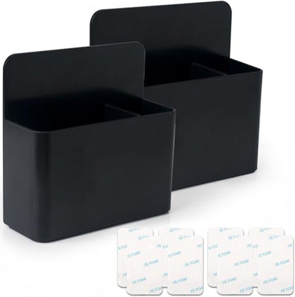 noonebutyou 2 Pcs Magnetic Marker Holder Dry Erase Marker Holder Wall Mount Self Adhesive Pen Holder Magnetic Marker Cup Holders for Whiteboard, Fridge, Home Office School (Black - color: Black & 2pcs