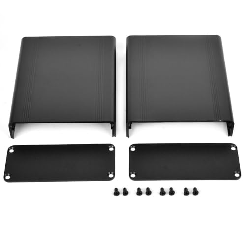 Aluminum Alloy Enclosure Set - Die-Cast Project Box for Electronics with Heat Dissipation, Sandblast Black Finish 4.33x 3.46x1.5in