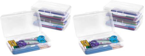 Sooez 6 Pack Pencil Case, Large Hard Pencil Box Bulk, Clear Crayon Box - color: Clear, size: 6 Pack