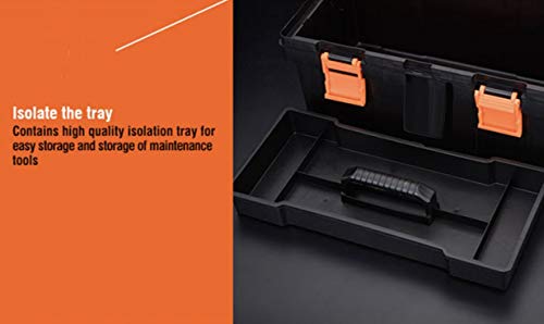 Edward Tools Heavy Duty Plastic Tool Box 14” - Small Top Accessory Boxes - Grip Handle - Removable Organizer Tools Tray - Secure Latch Locking Lid - Sturdy Frame