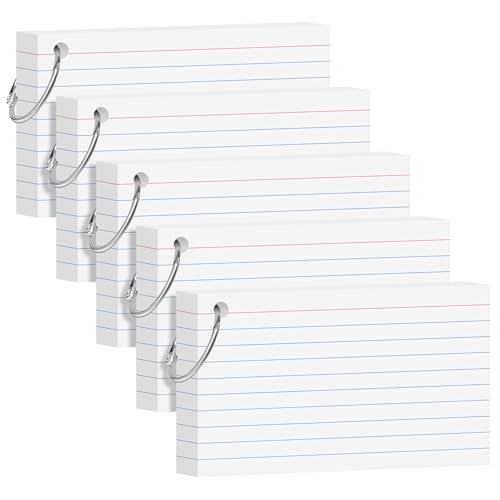 250 Count White Index Cards 3x5 Inch Flash Cards Note Cards with Ring - color: White-250 Count, size: 3x5