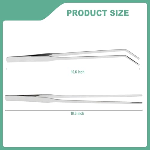 Syn-zer Reptile Feeding Tongs, 10.6" Straight & Curved - color: Silver