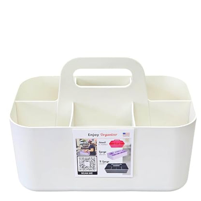 Small Stackable and Portable Simple 6-Compartment Caddy - Made In USA (Ivory) - color: Ivory