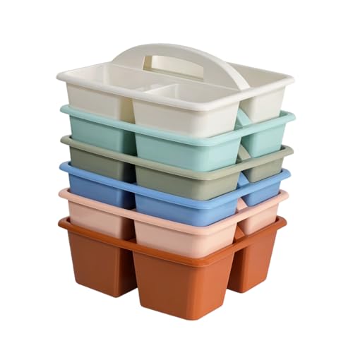 Set of 6 Classroom Caddy, Small Plastic Storage Caddy with Handle, Boho - color: Boho