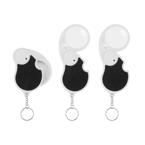 Rongon 5X Magnifying Glasses with Light, Keychain Pocket Folding Magnifier - color: Black-3pcs