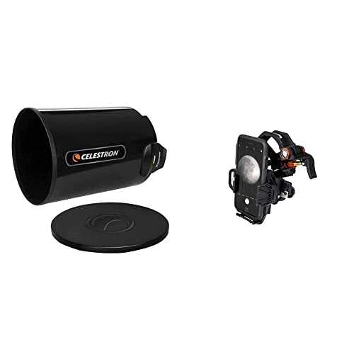 Celestron – Aluminum Telescope Dew Shield with Cover Cap – Fits 8” & NexYZ – 3–Axis Universal Smartphone Adapter for Telescope – Digiscoping Smartphone Adapter