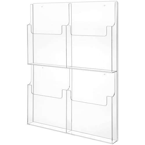 Barydat 4 Pocket Acrylic Brochure Holder Wall Mount 11.8 x 8.78 inches - size: 11.8 x 8.78 Inch