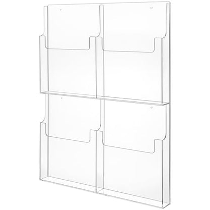 Barydat 4 Pocket Acrylic Brochure Holder Wall Mount 11.8 x 8.78 inches - size: 11.8 x 8.78 Inch