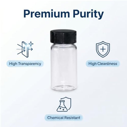 25 PCS 30ML Clear Small Liquid Sample 27.5 * 84mmGlass Vials with Screw Caps, Leak-Proof Vial, Black Screw Cap with PE Liners - size: 30ML